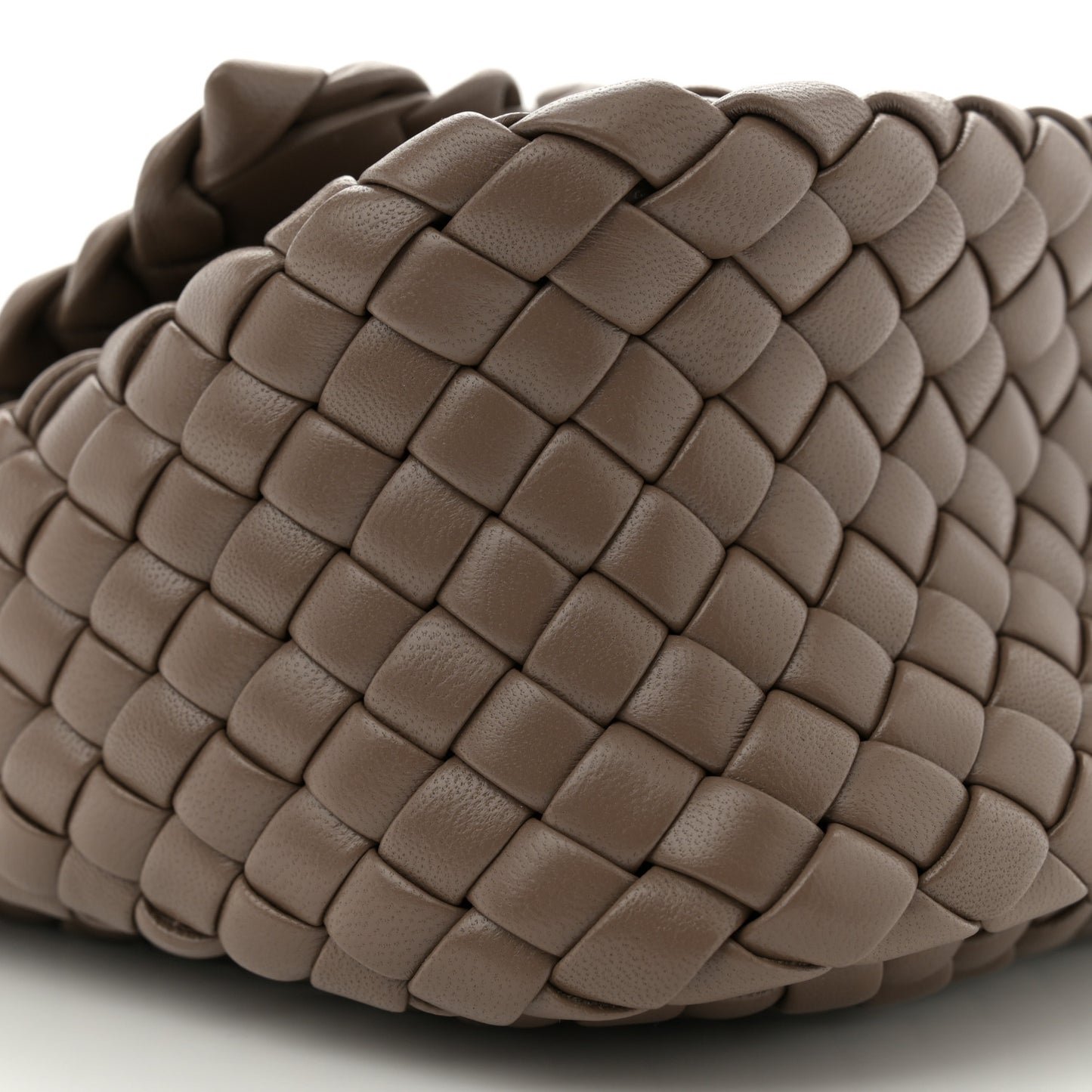 Nappa Intreccio Mini Cobble Shoulder Bag Taupe Grey
