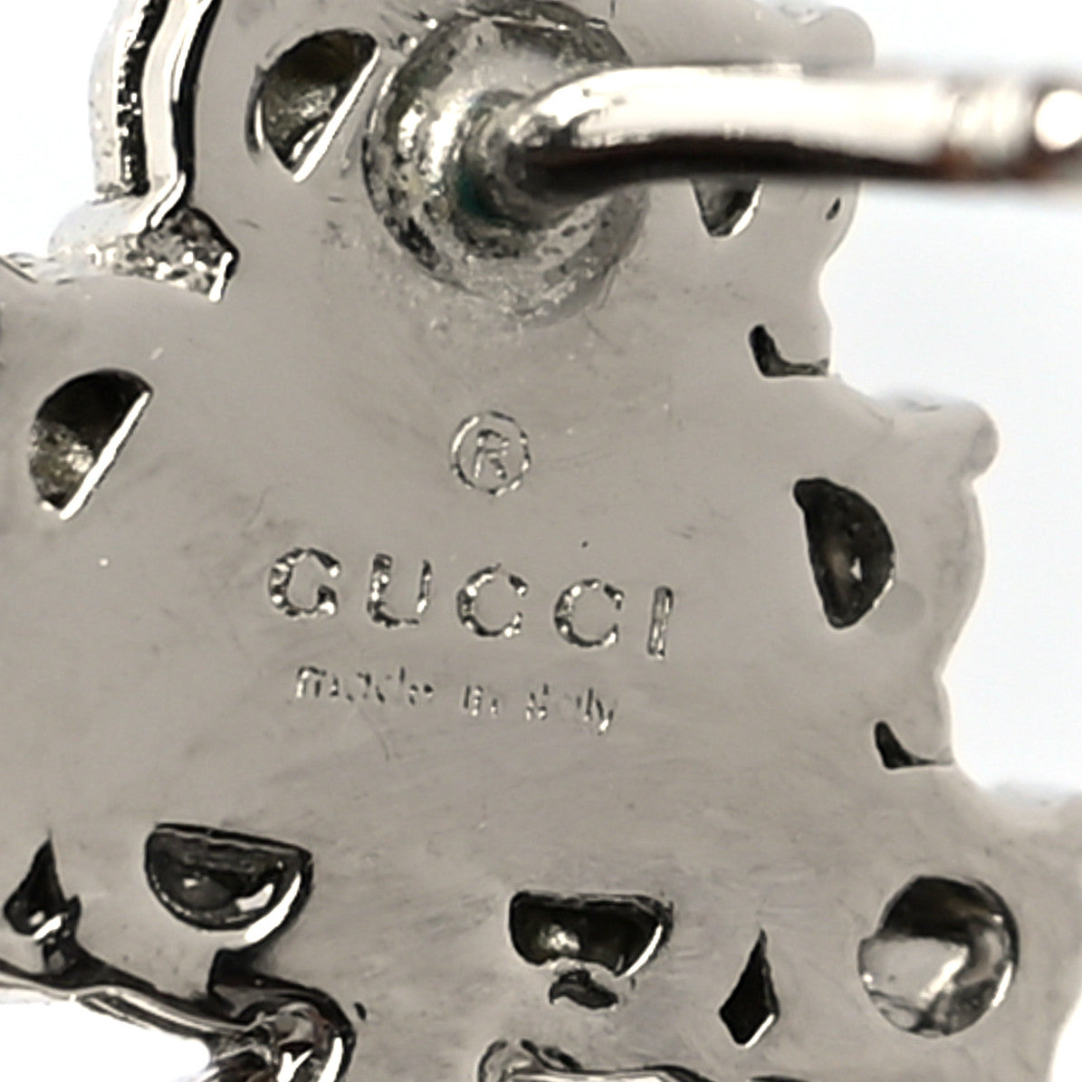 Gucci Metal Crystal Drop Earrings Silver 4 of 4