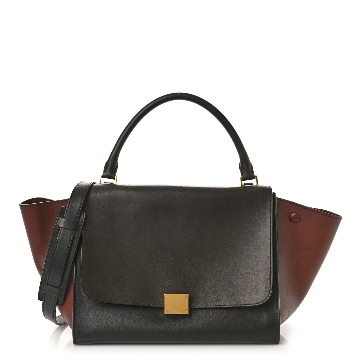 Smooth Calfskin Suede Medium Tri-Color Trapeze Terracotta