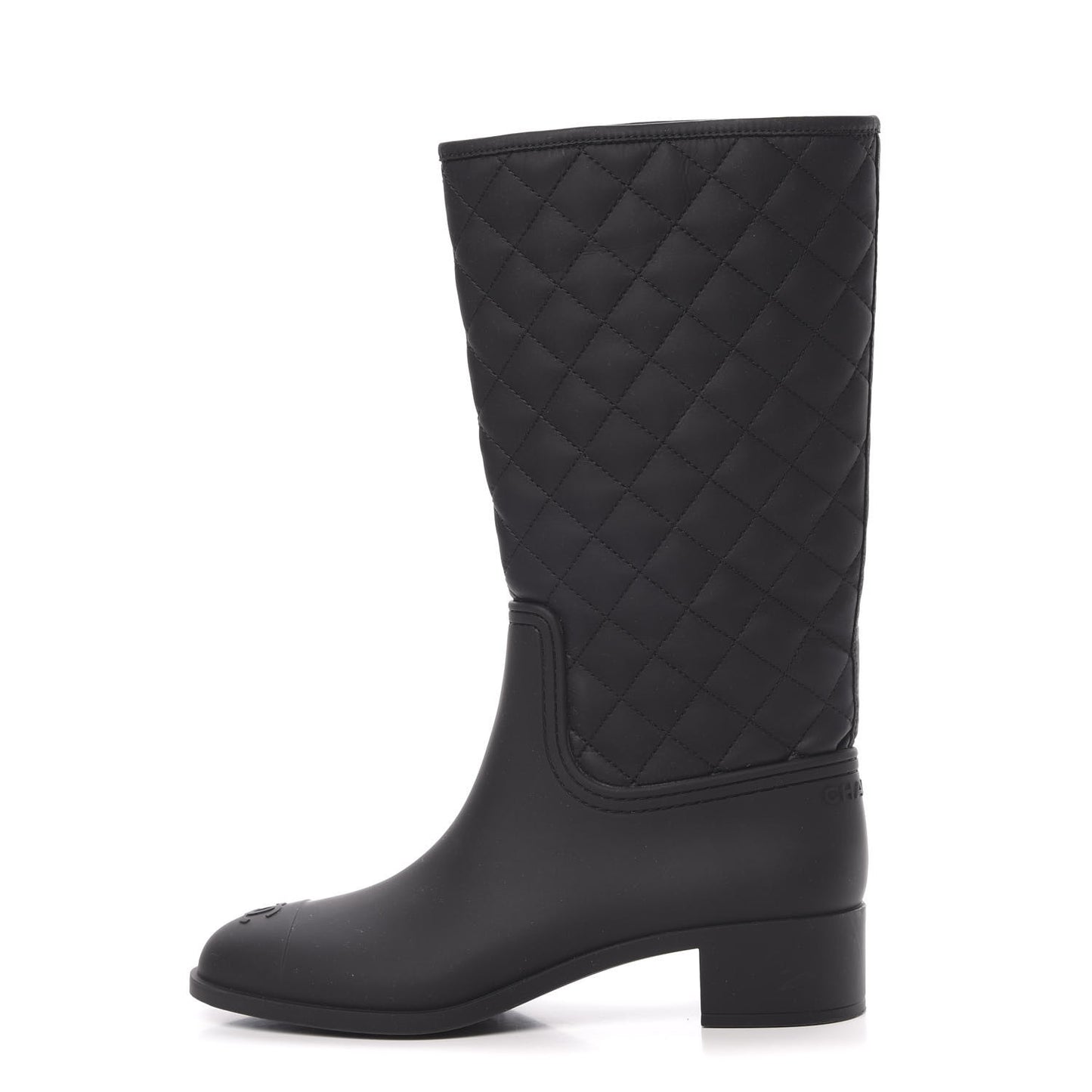 Rubber Quilted Rain Boots 41 Black