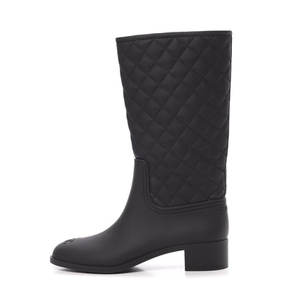 Chanel Rubber Quilted Rain Boots 41 Black 1 of 8