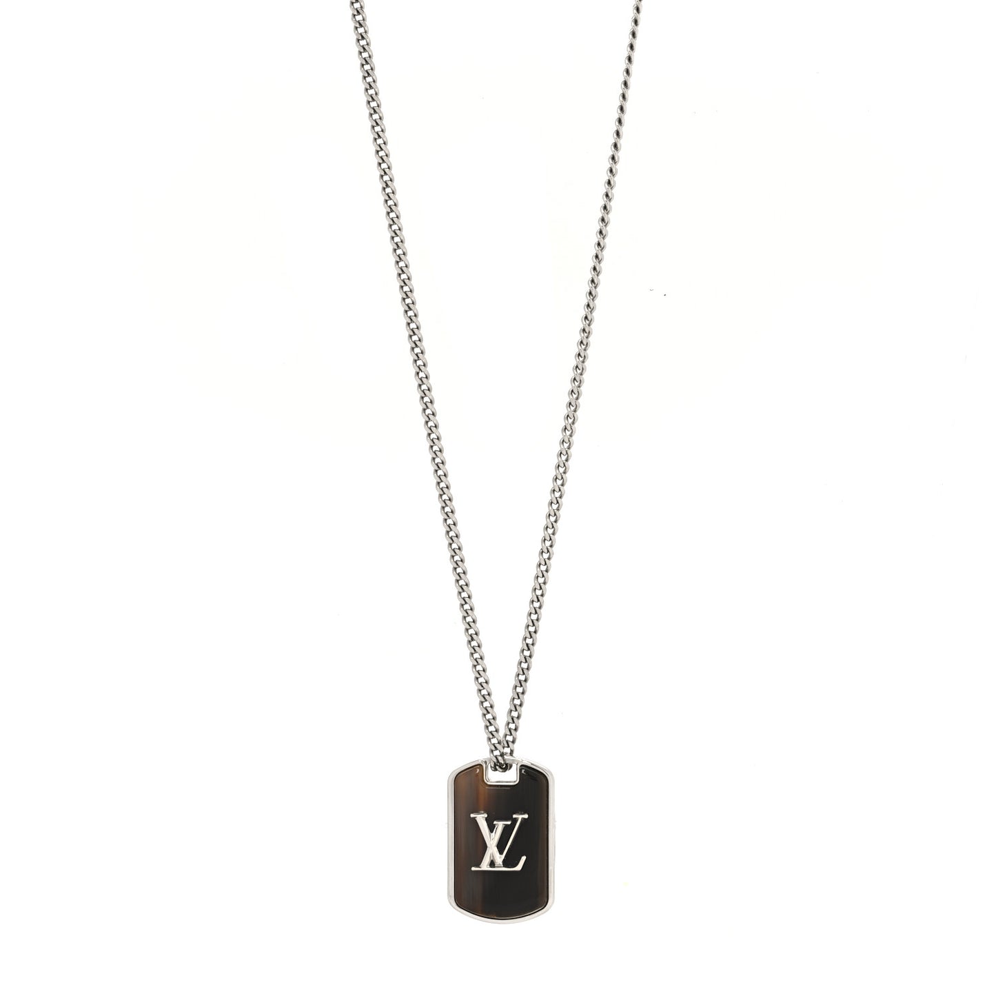 Monogram Chain Shades Locket Pendant Necklace Silver
