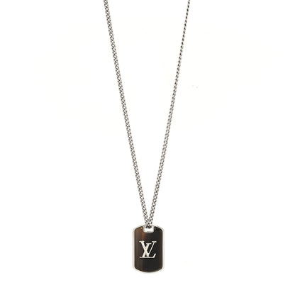 Louis Vuitton Monogram Chain Shades Locket Pendant Necklace Silver 1 of 8