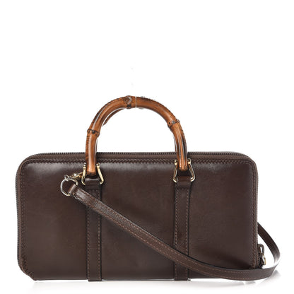 Gucci Calfskin Bamboo Handle Crossbody Wallet Brown 1 of 13