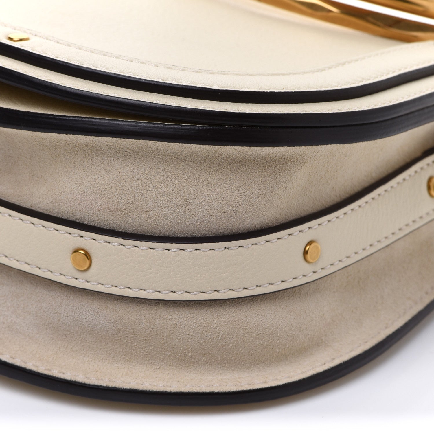 Chloe Calfskin Suede Small Nile Bracelet Bag Off White 12 of 13