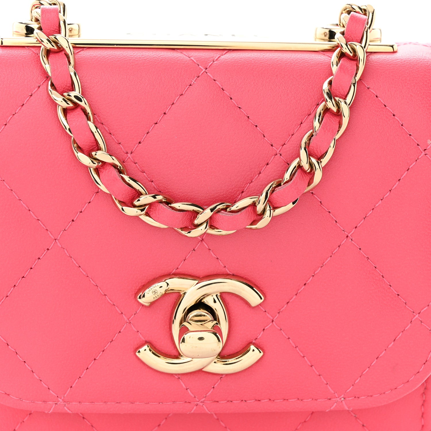 Chanel Lambskin Quilted Mini Trendy CC Chain Wallet Pink 9 of 11