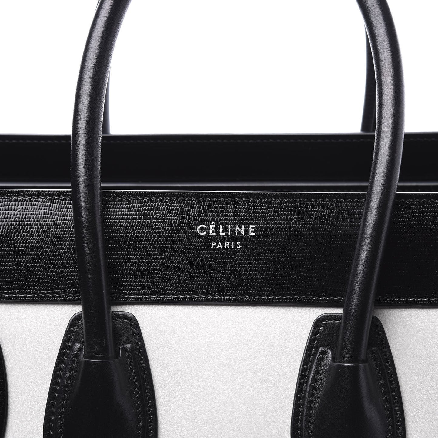 Sleek Calfskin Micro Bi-Color Luggage Black White