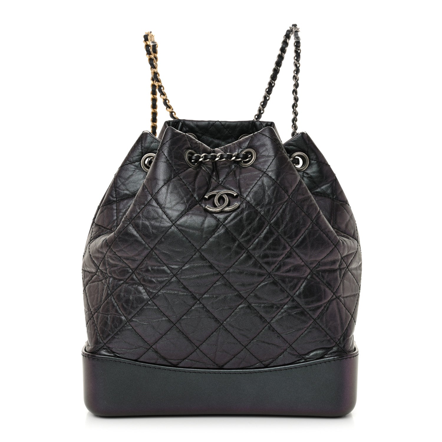 Chanel Iridescent Aged Calfskin Quilted Gabrielle Backpack Dark Purple 1 of 10
