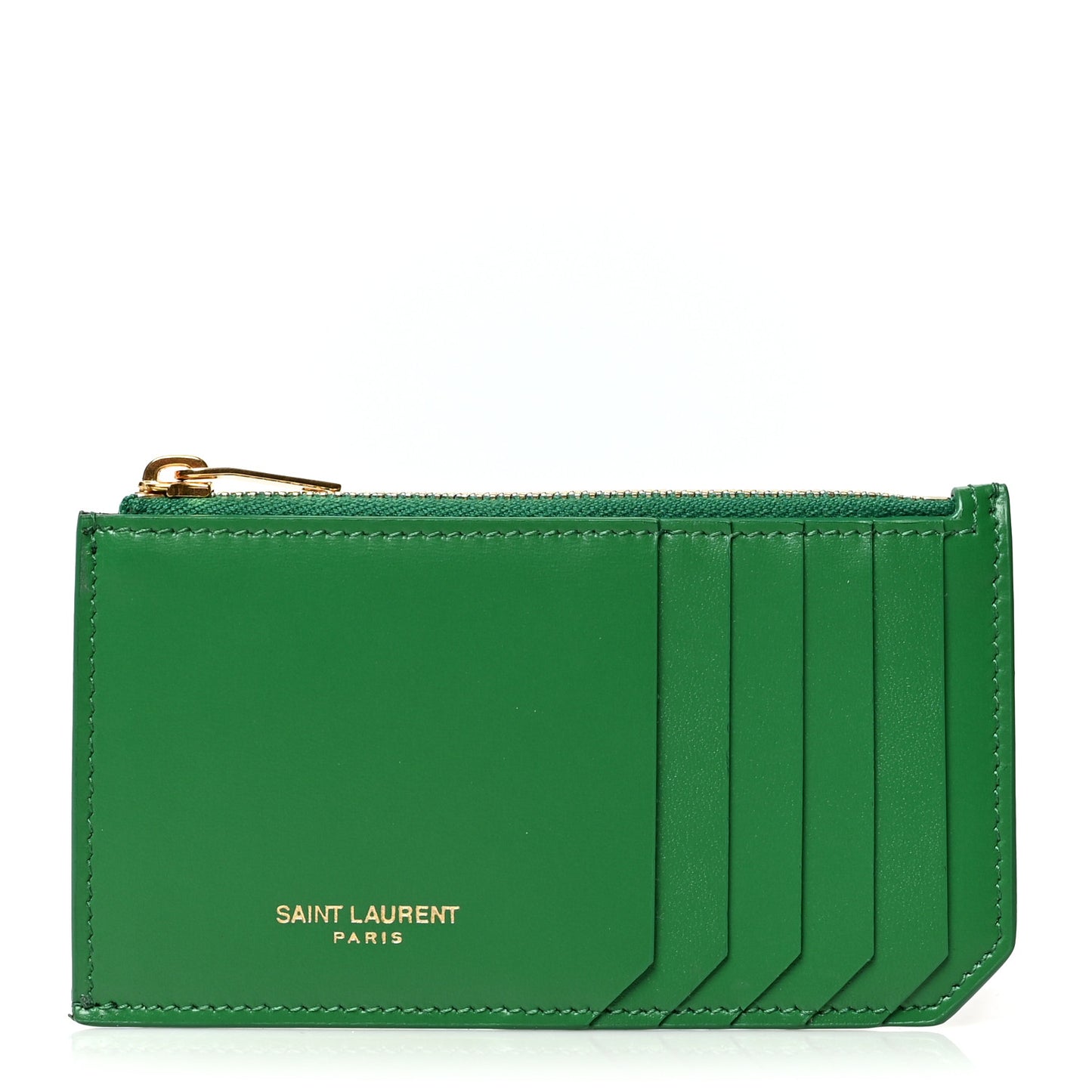 Calfskin 5 Fragments Zip Pouch Card Holder New Vert Praire