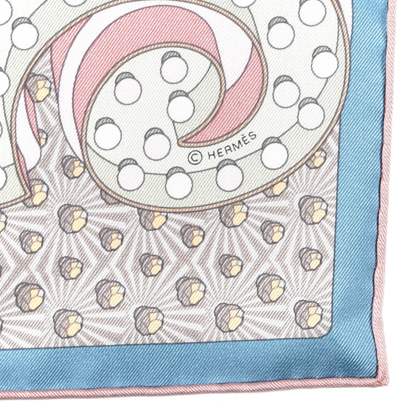 Hermes Silk Electrique Scarf 45 Bleu Glacier Vieux Rose 4 of 4