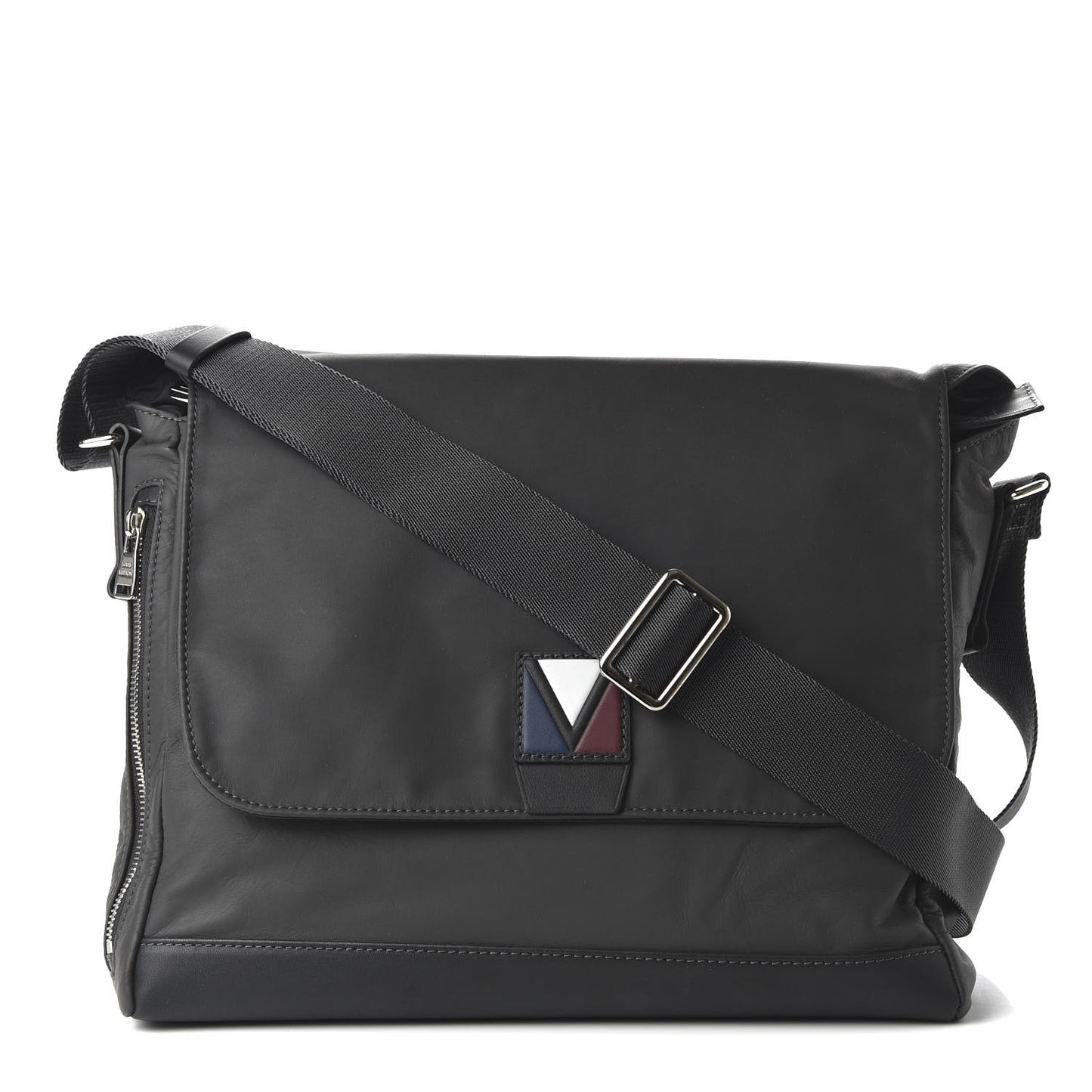 Calfskin V Line Crossbody Navy