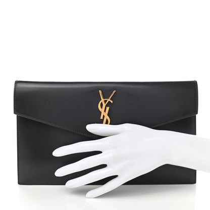 Saint Laurent Smooth Shiny Calfskin Uptown Pouch Storm 2 of 8