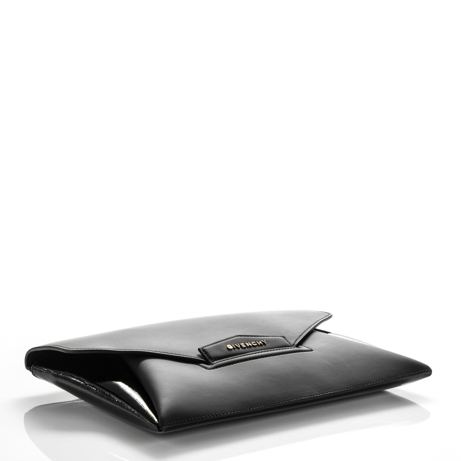 Givenchy Rubber Effect Calfskin Patent Medium Antigona Envelope Clutch Black 4 of 7