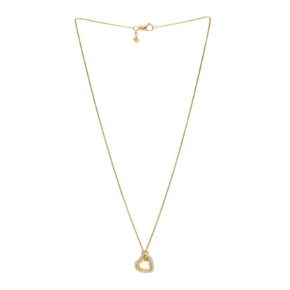 David Yurman 18K Yellow Gold Diamond Open Heart Cable Pendant Necklace 2 of 3