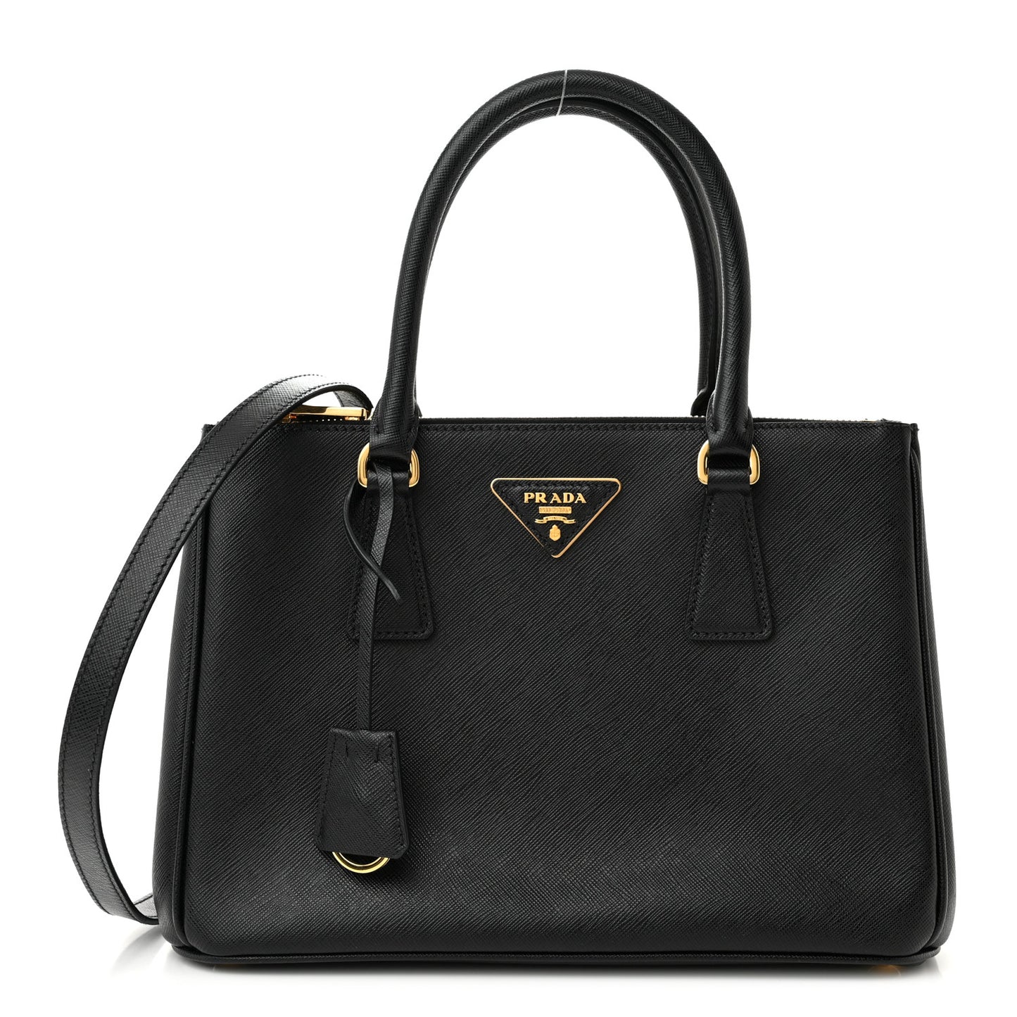 Saffiano Small Galleria Double Zip Tote Black