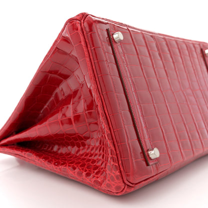 Hermes Shiny Porosus Crocodile Birkin 35 Rouge Casaque 9 of 11