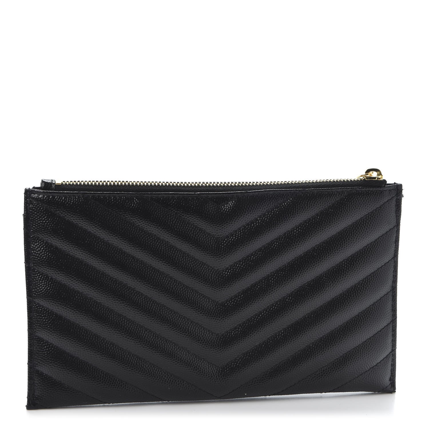 Saint Laurent Grain De Poudre Chevron Monogram Bill Pouch Black 2 of 10