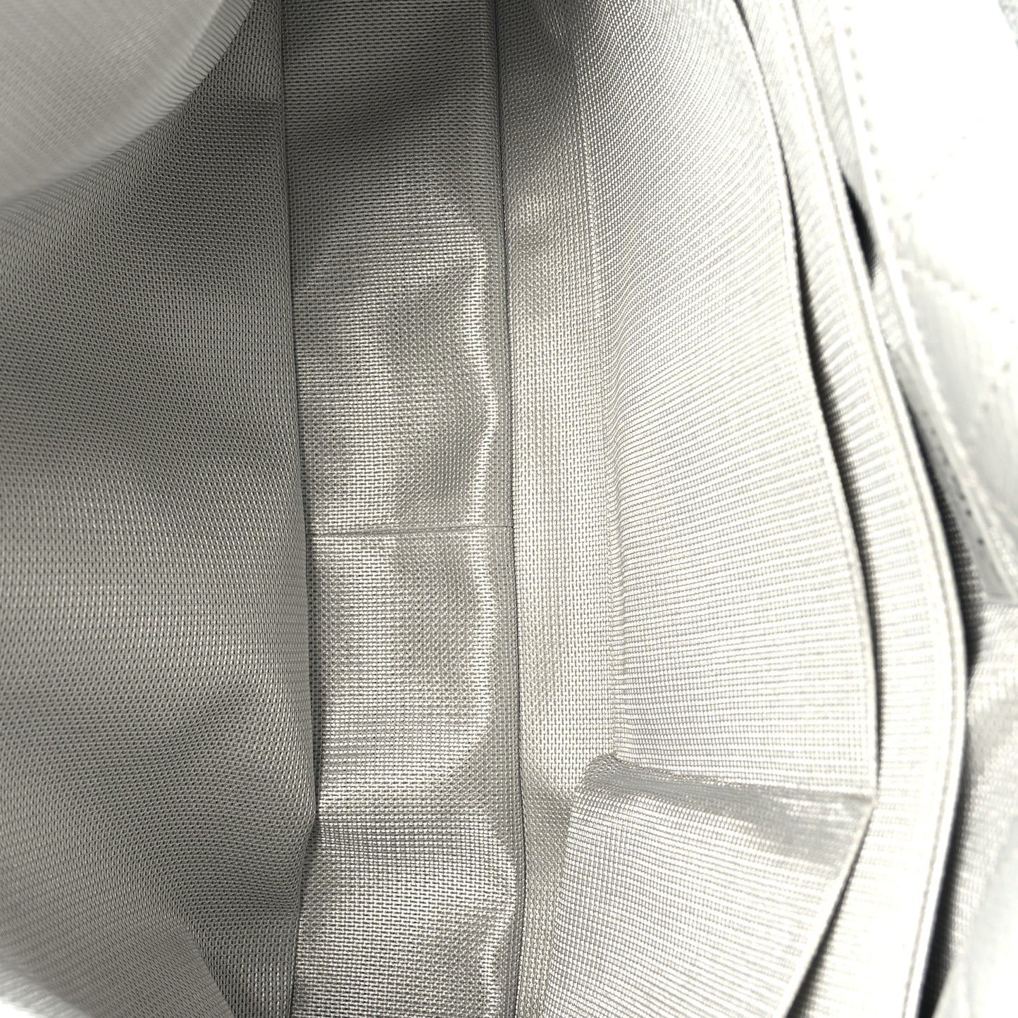 Metallic Calfskin Quilted XXL Travel Flap Bag Silver