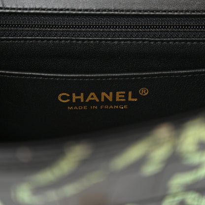 Chanel Calfskin Crocodile Embossed Graffiti 2.55 Mini Cocodile Reissue Flap Black Pink 6 of 11