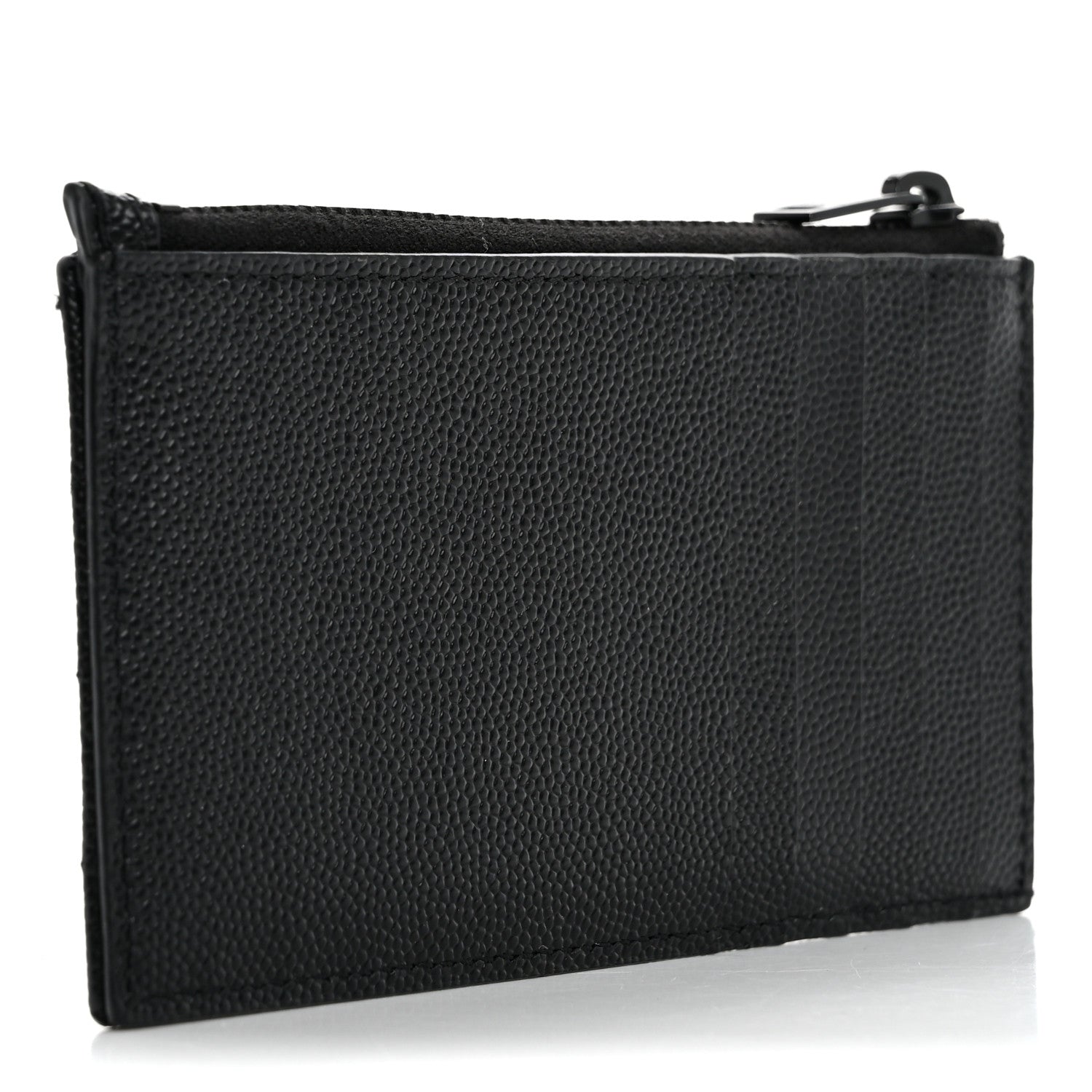 Saint Laurent Grain De Poudre Matelasse Chevron Monochrome Fragments Zippered Card Case Black 3 of 7
