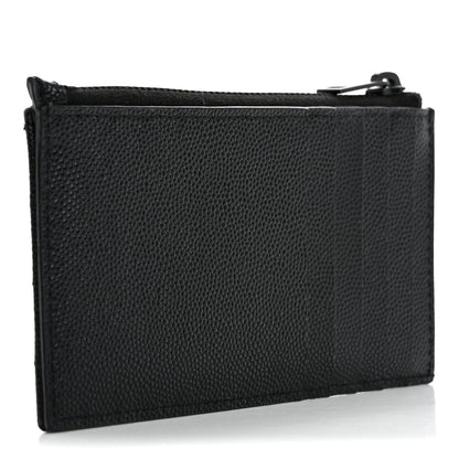 Saint Laurent Grain De Poudre Matelasse Chevron Monochrome Fragments Zippered Card Case Black 3 of 7