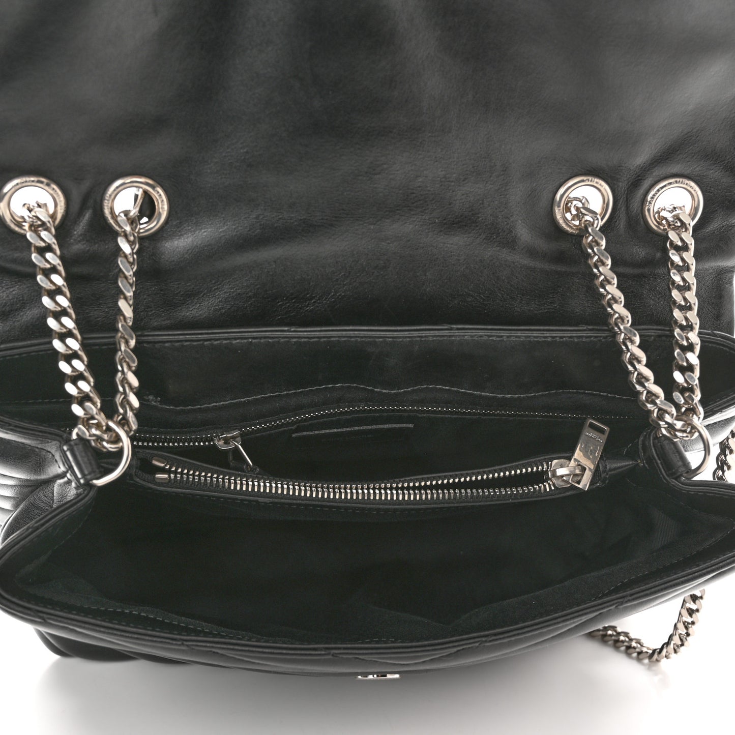 Calfskin Y Quilted Monogram Medium Loulou Chain Satchel Black