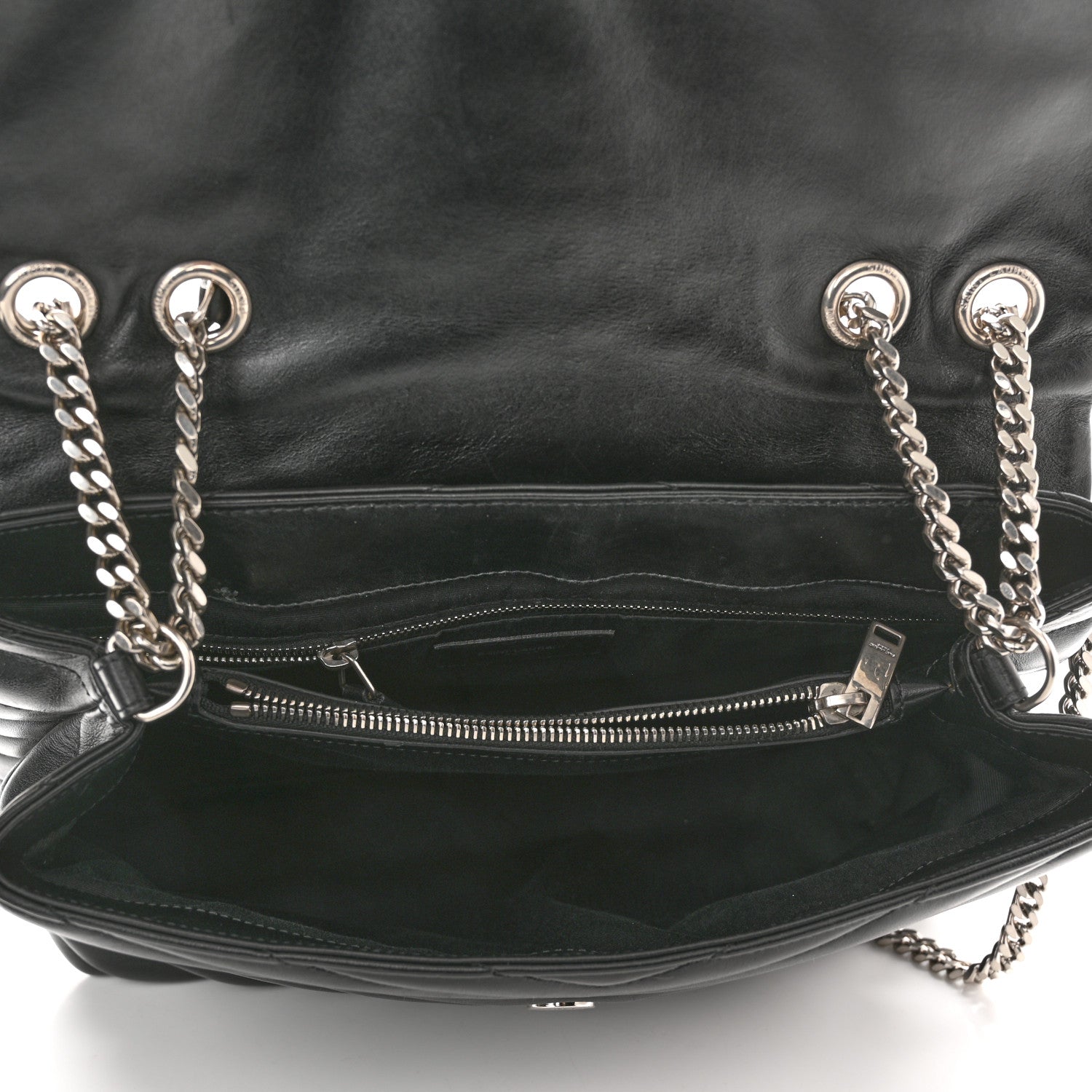 Saint Laurent Calfskin Y Quilted Monogram Medium Loulou Chain Satchel Black 5 of 11