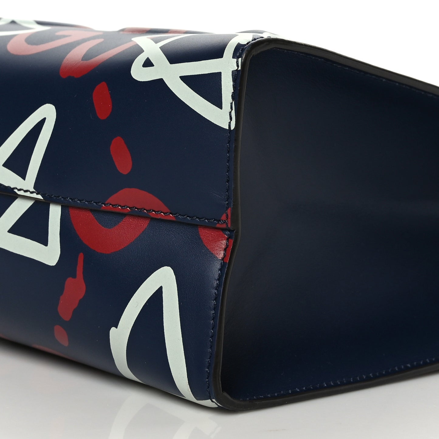 Calfskin GucciGhost Medium XL Tote Blue Agata Hibiscus Red