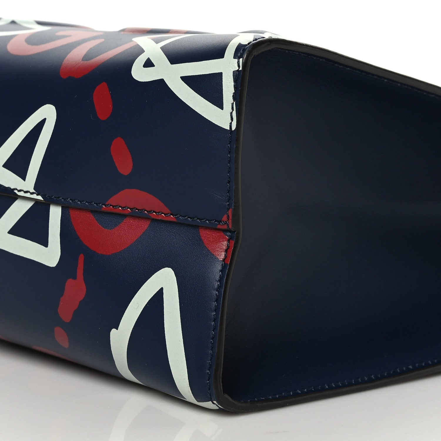Gucci Calfskin GucciGhost Medium XL Tote Blue Agata Hibiscus Red 8 of 8