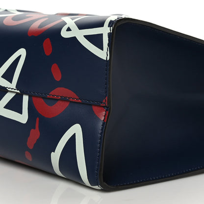 Gucci Calfskin GucciGhost Medium XL Tote Blue Agata Hibiscus Red 8 of 8