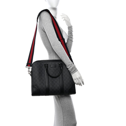 Gucci GG Supreme Monogram Appia Calfskin Web Briefcase Black 2 of 12
