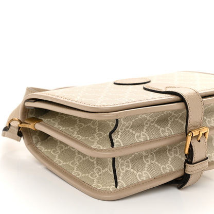 Gucci GG Supreme Monogram Textured Dollar Calfskin Mini Retro Interlocking G Flap Shoulder Bag Beige Mystic White Oatmeal 9 of 10