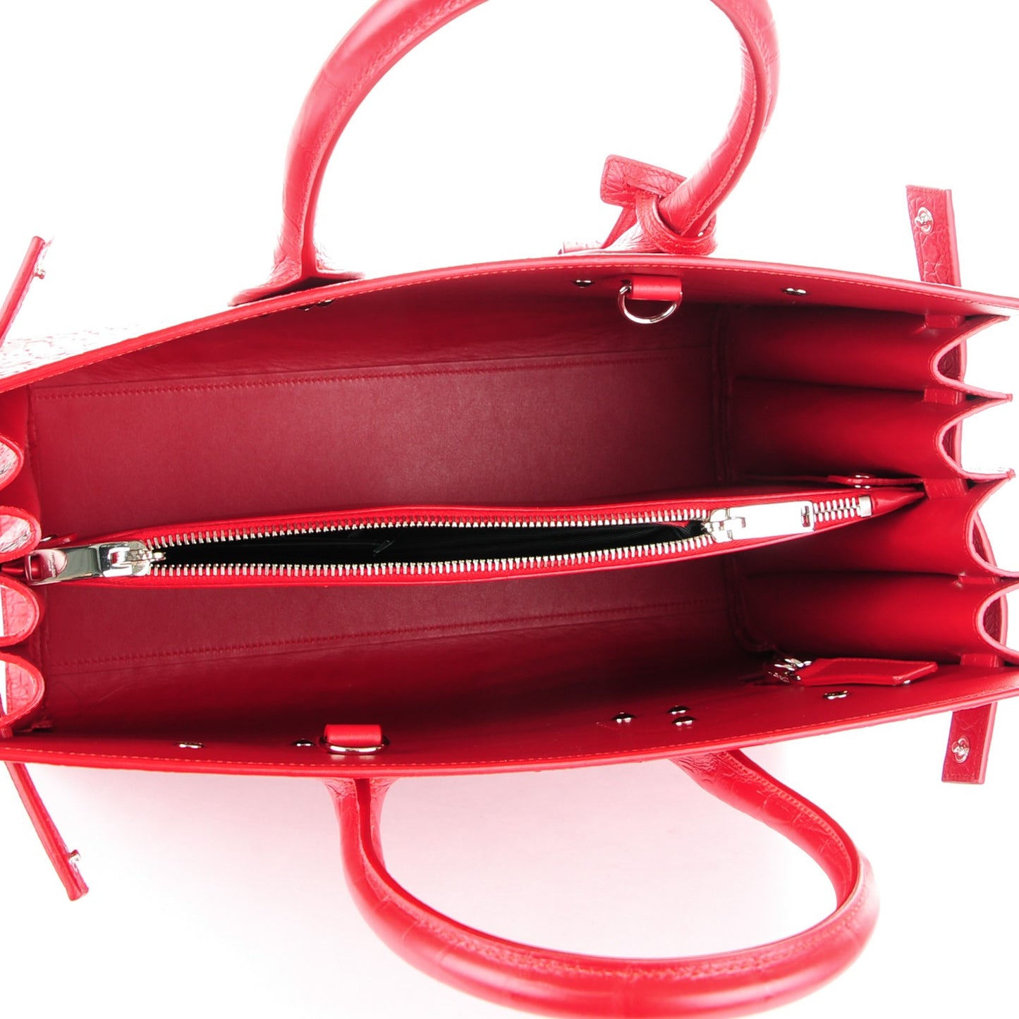 Calfskin Crocodile Embossed Small Sac De Jour Rouge