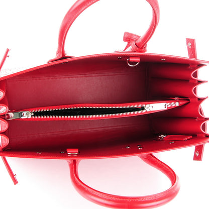 Saint Laurent Calfskin Crocodile Embossed Small Sac De Jour Rouge 6 of 11