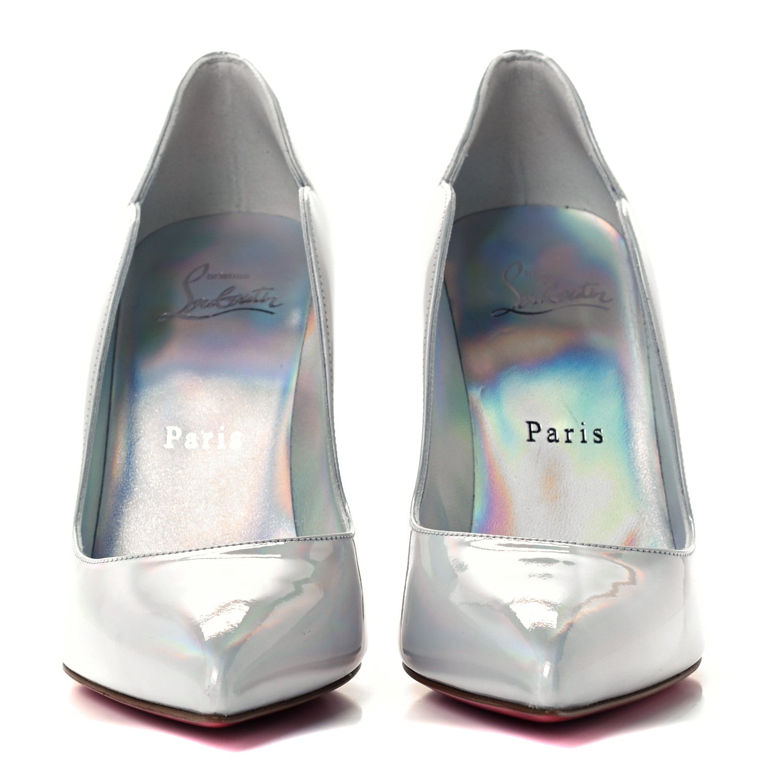 Christian Louboutin Metallic Patent Hot Chick 100 Pumps 35.5 White 2 of 10