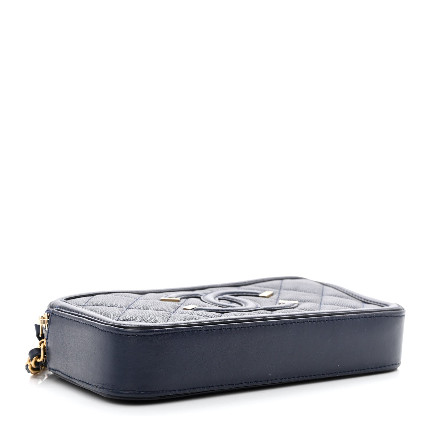 Chanel Caviar Quilted CC Filigree Clutch With Chain Navy 4 of 12