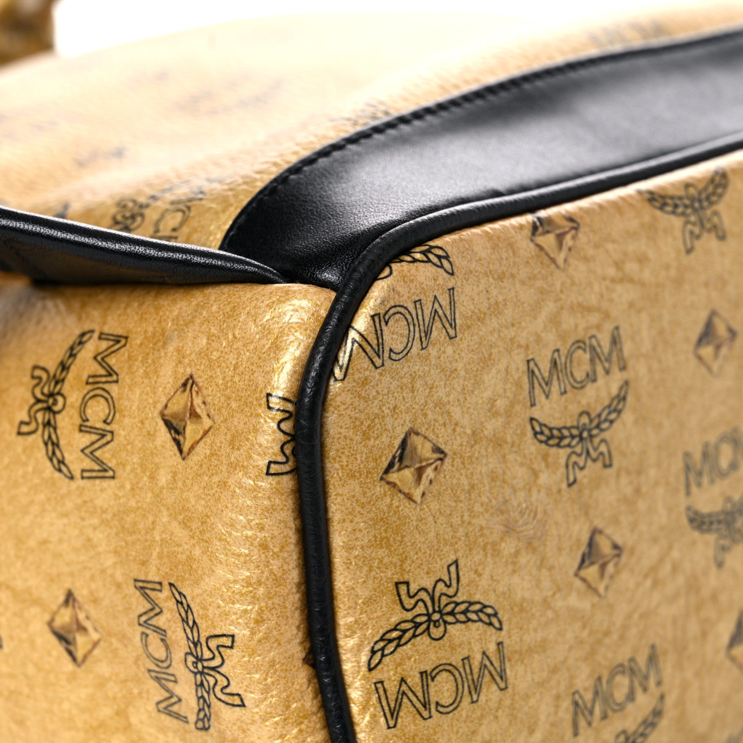 MCM Metallic Visetos Studded Small Dual Stark Backpack Gold 9 of 17