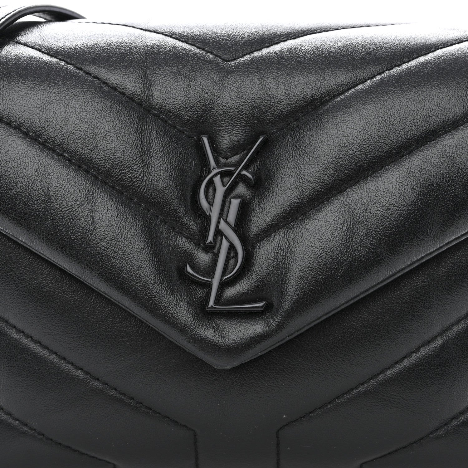Saint Laurent Calfskin Y Quilted Monogram Monochrome Toy Loulou Crossbody Bag Black 8 of 12