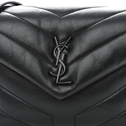 Saint Laurent Calfskin Y Quilted Monogram Monochrome Toy Loulou Crossbody Bag Black 8 of 12