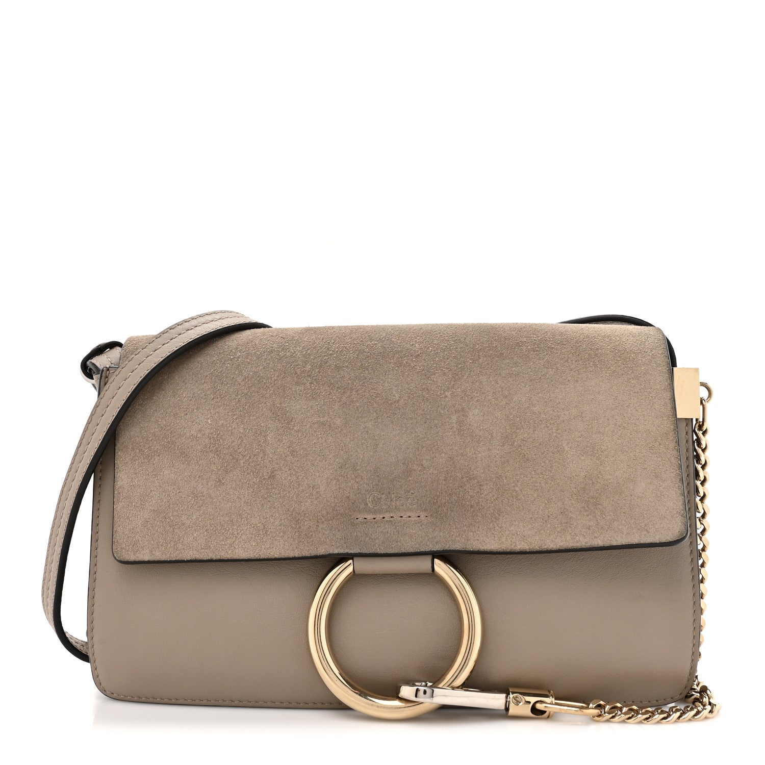Chloe Suede Calfskin Small Faye Shoulder Bag Motty Grey 1 of 14