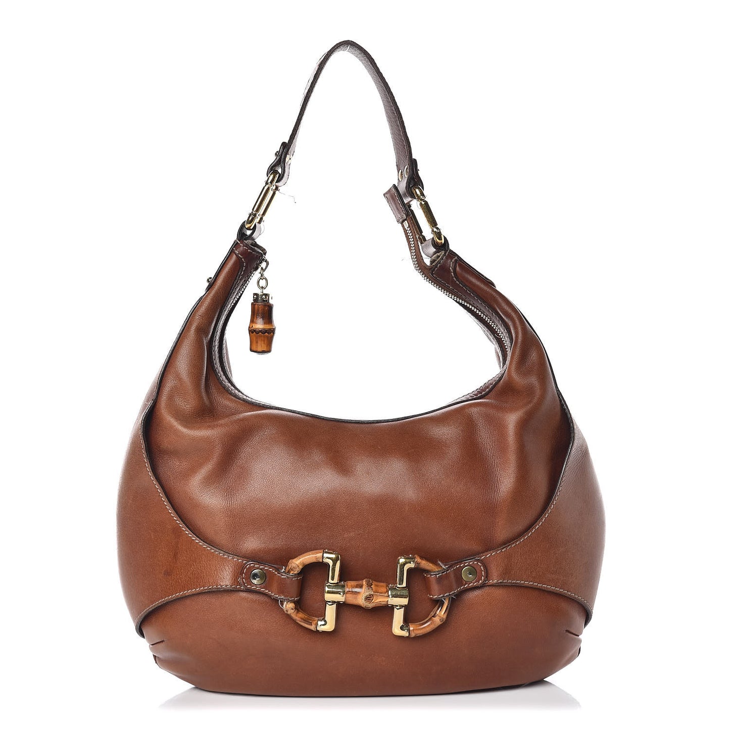 Calfskin Bamboo Horsebit Hobo Brown
