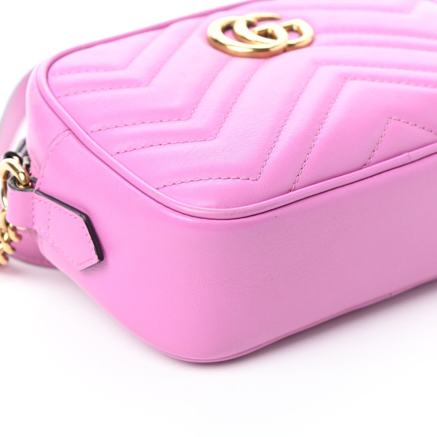 Calfskin Matelasse Mini GG Marmont Chain Shoulder Bag Candy Mousse