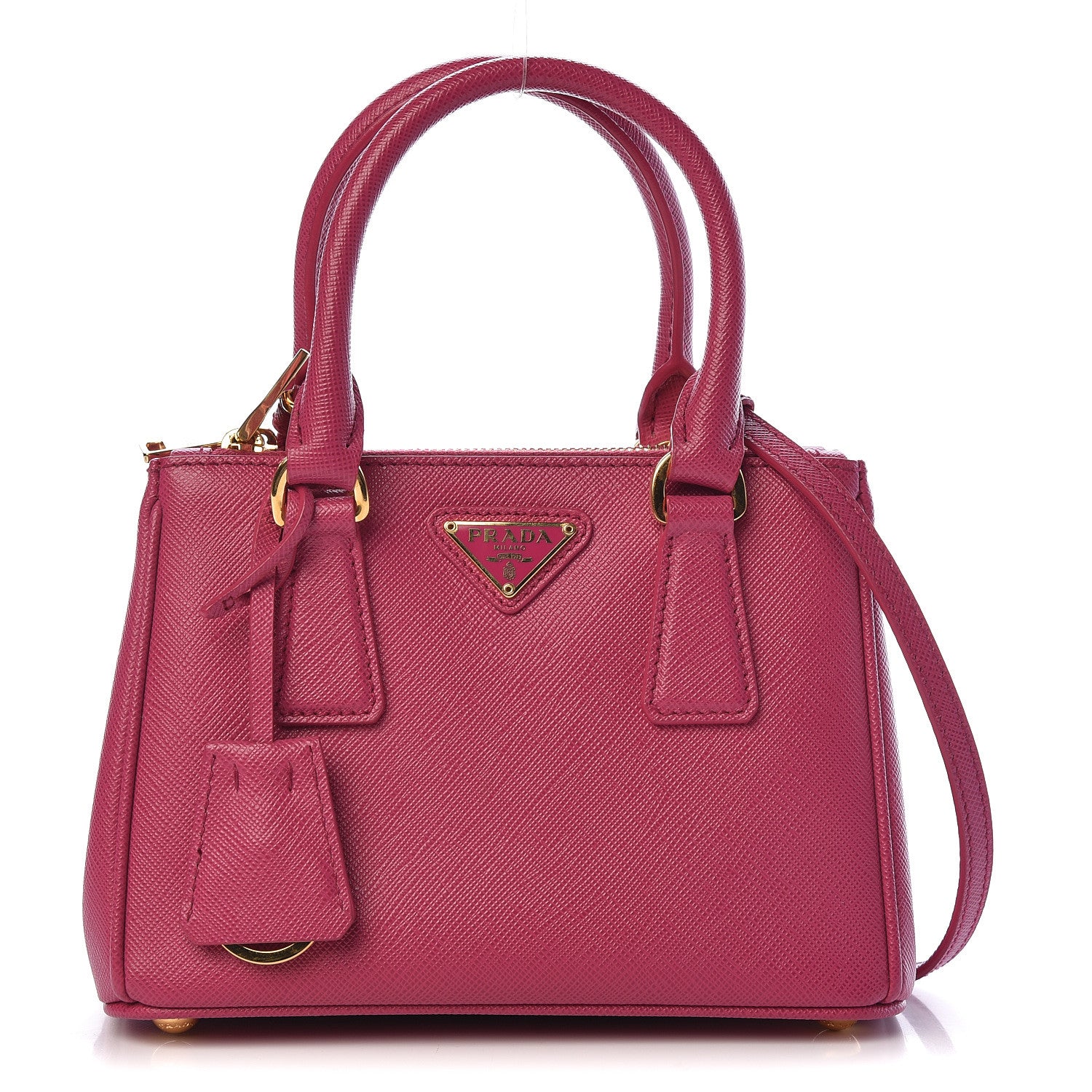 Prada Saffiano Lux Micro Galleria Double Zip Tote Fuxia 1 of 9