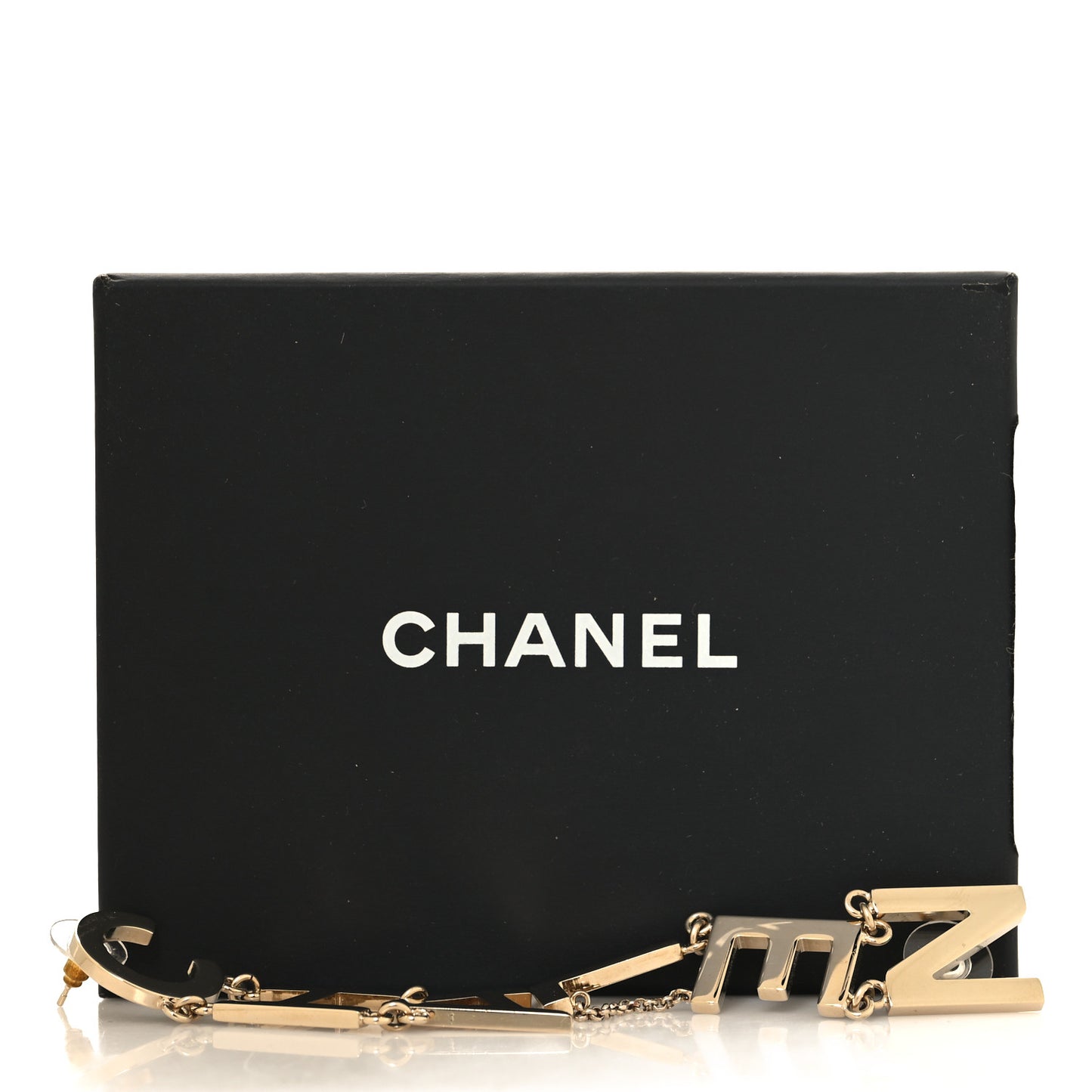 Metal Cha-Nel Logo Drop Earrings