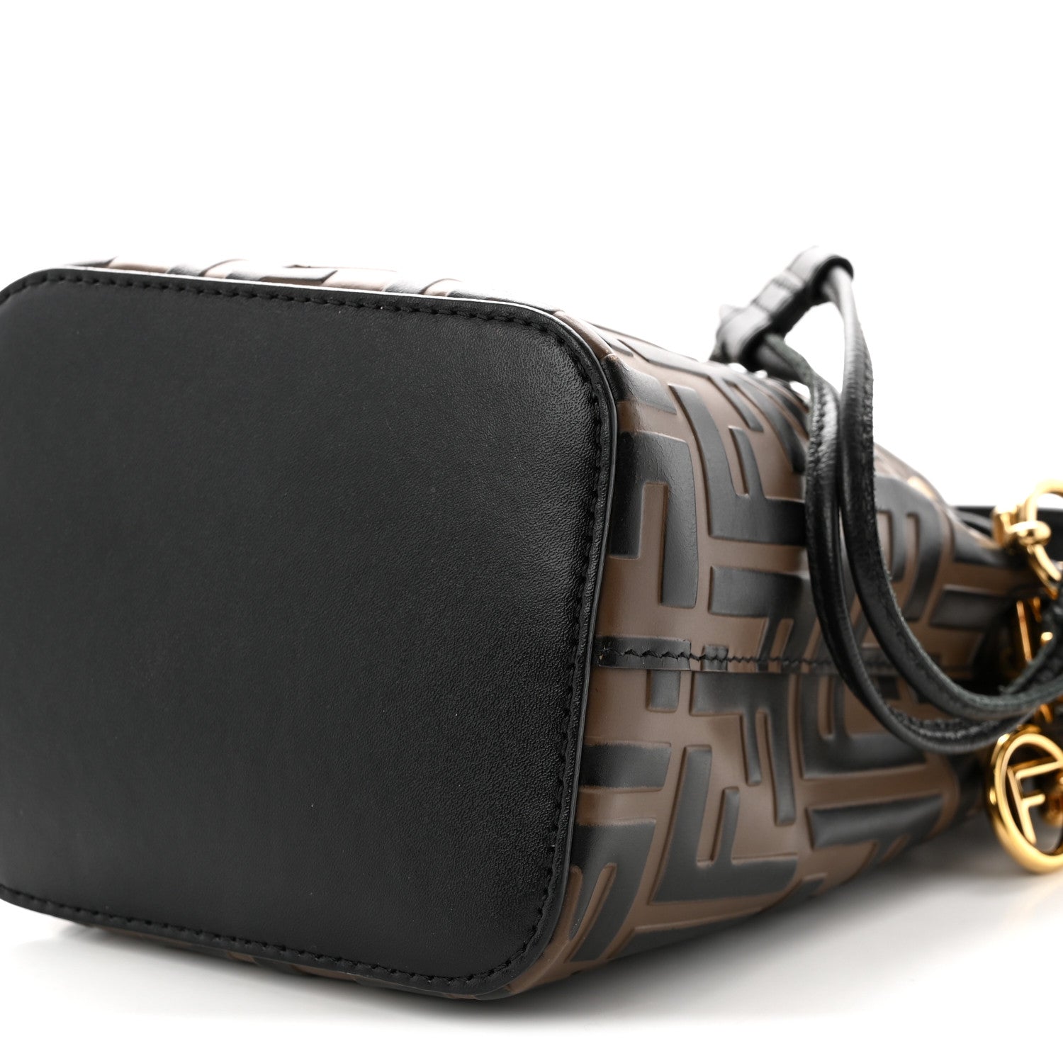 Fendi Vitello Liberty F is Fendi Bi-Color FF 1974 Embossed Mini Mon Tresor Bucket Bag Maya Black 10 of 11