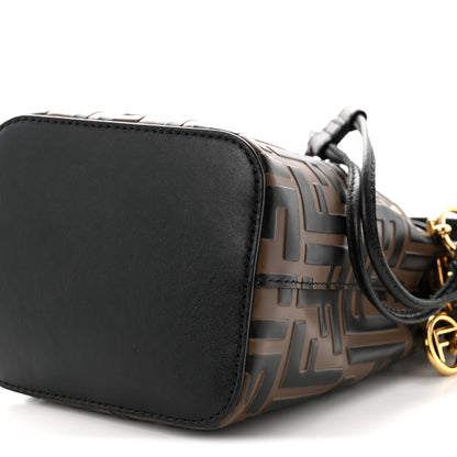 Fendi Vitello Liberty F is Fendi Bi-Color FF 1974 Embossed Mini Mon Tresor Bucket Bag Maya Black 10 of 11