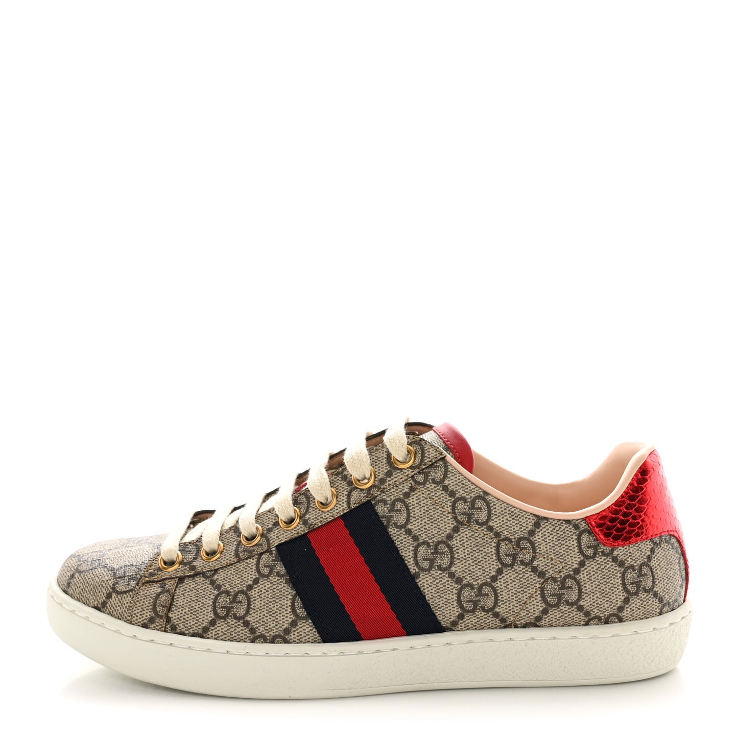 GG Supreme Monogram Womens Ace Low-Top Sneaker 37 Beige