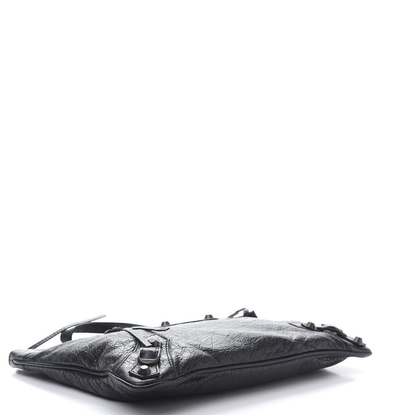 Agneau Classic Hardware Flat Handle Clutch Black