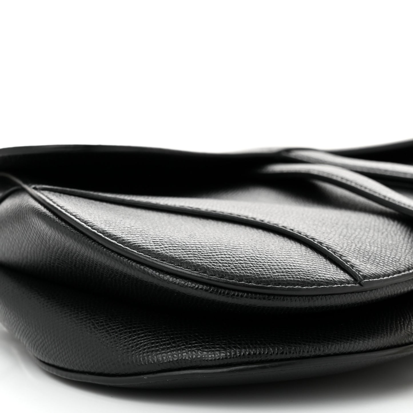 Grained Calfskin Saddle Bag Black