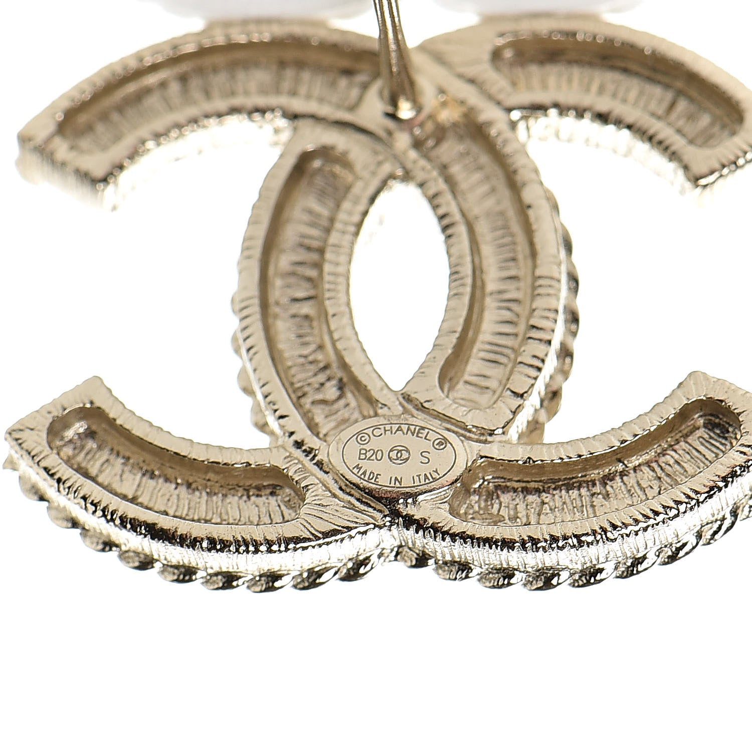Chanel Pearl Crystal April In Paris CC Earrings Light Gold 4 of 5